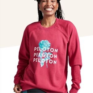 NWT Peloton Fuchsia Everyday Graphic Print Abstract Rose Crewneck Sweatshirt | M